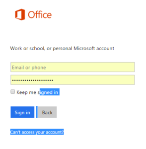 sign in office365
