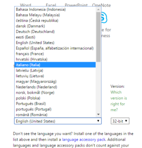 select language and bit-version